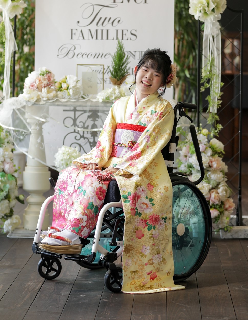 車椅子着物　成人式　振袖　大分県　身体障害　知的障害